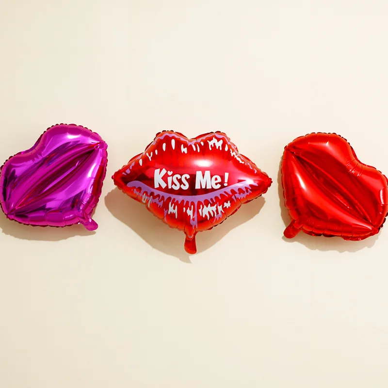 Новый Воздушный шар из алюминиевой фольги с изображением красных губ kiss