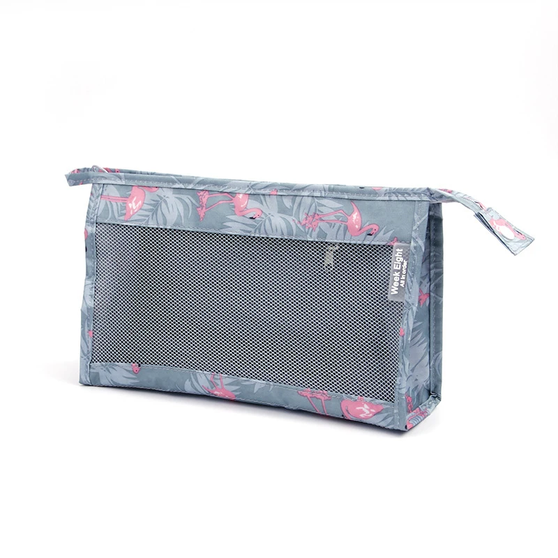 

Flamingo Travel Storage Bag Portable Toiletry Bags Simple Grid Makeup Organizer Bag Large Capacity Cosmetic Storage Pouch