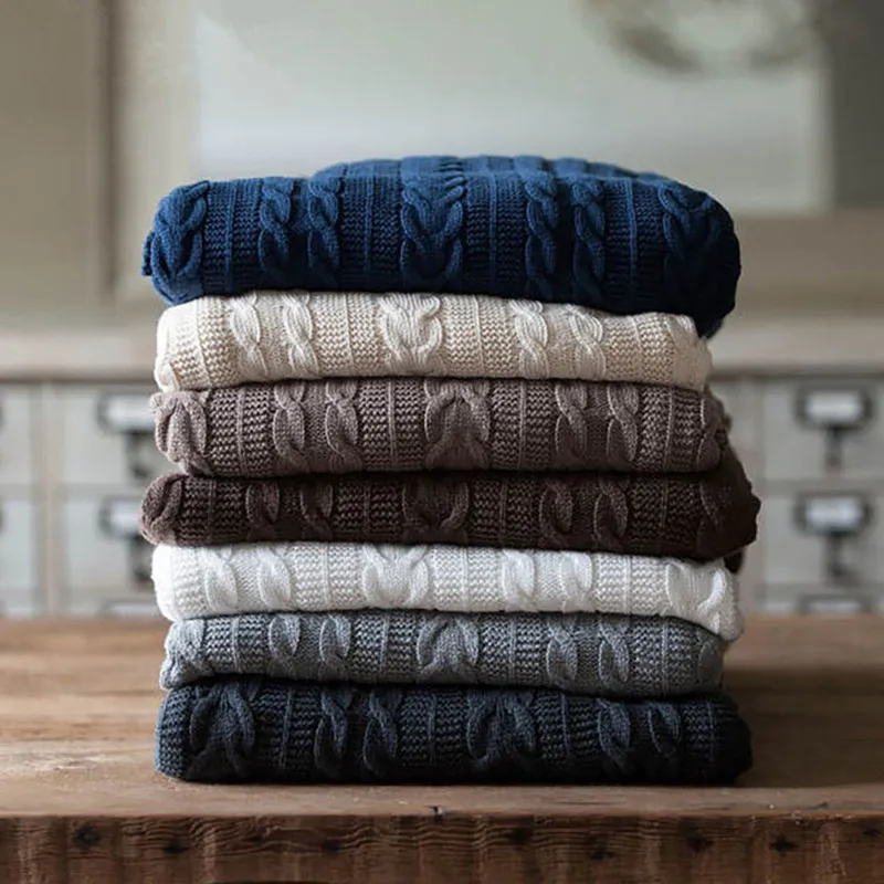 

100% Cotton Knitted Blankets Office Napping Blankets Comfortable Soft Sofa Throw Autumn/Spring Bedding Quilts