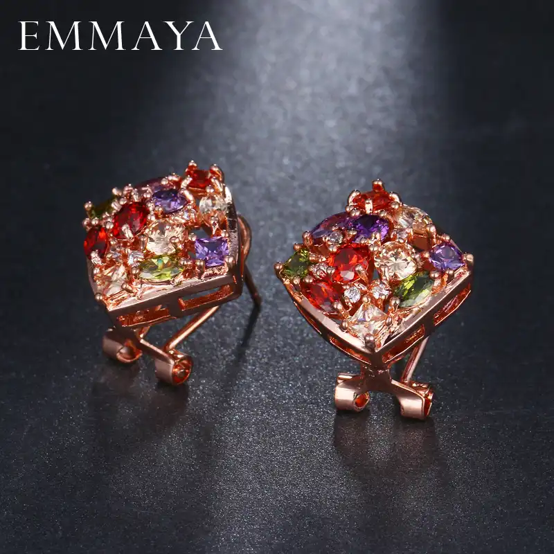 Женские свадебные серьги гвоздики EMMAYA классический дизайн цвет розовое золото