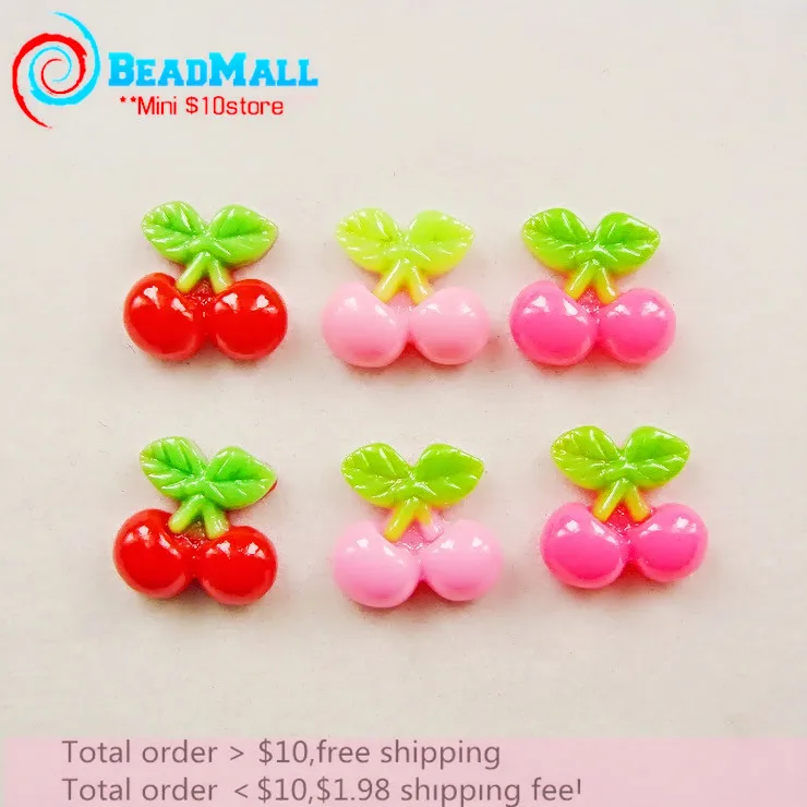 

Cute Resin Cherry fruits kawaii resin flatback cabochon Accessories scrapbooking Fit Phone Embellishments 50pcs 18*18mm DIY023