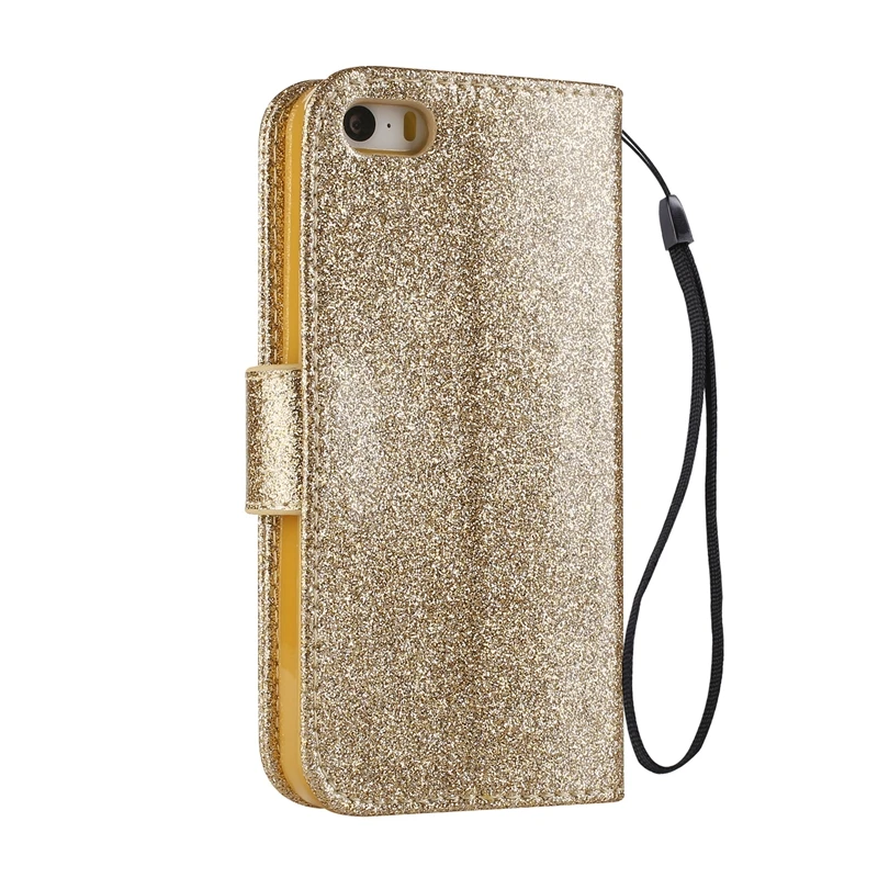 Блестящий чехол-бумажник из искусственной кожи с откидной крышкой для Etui iPhone 5S 5 S SE блестящий чехол на магните для телефона для Coque iPhone 5 SE Чехол-книжка