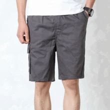 Новое поступление Летняя Повседневное модные талии брюки пять очков мешковатые эластичной резинкой на талии хлопковые свободные Для мужчин плюс Размеры L-4xl