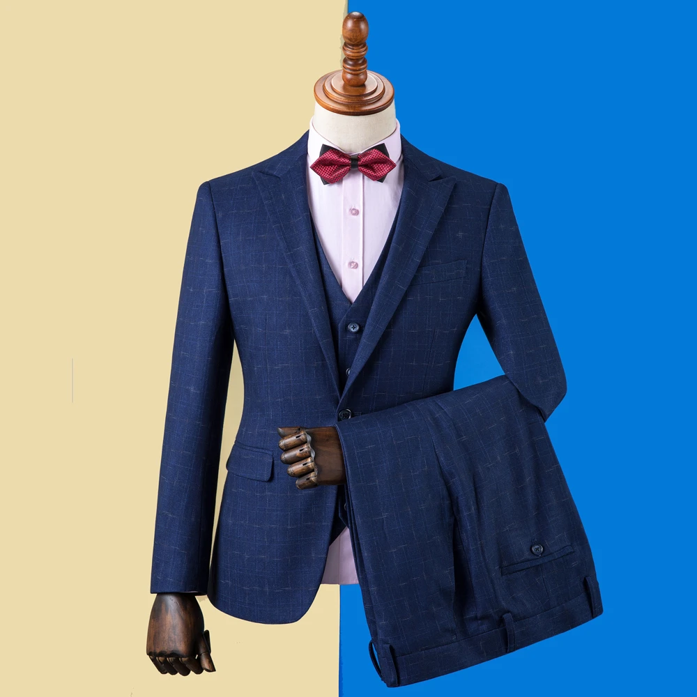 Blazer Pants Vest OSCN7 Костюмы Под заказ в полоску для мужчин, приталенный костюм для свадебной вечеринки, мужской костюм, модный костюм из 3 предметов, блейзер, брюки, жилет, ZM-607 - Цвет: Blazer Pants Vest