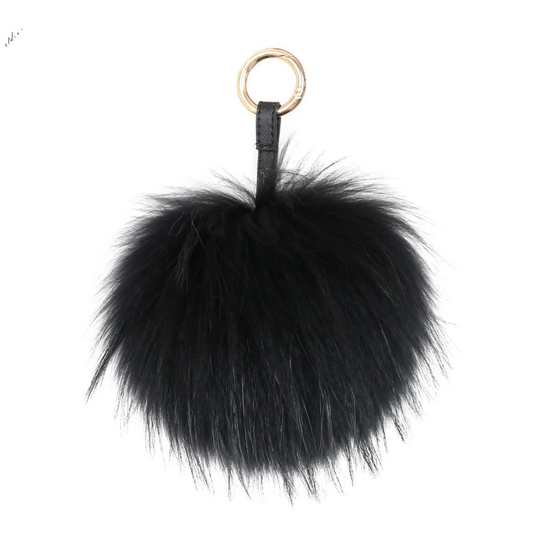 Fluffy Fur Ball Keychain Puff Keychain Craft DIY Pompom Black Pom Pom Keyring Uk Charm Women Bag Charm Accessories Gift|fur ball keychain|pompom key keychain - AliExpress