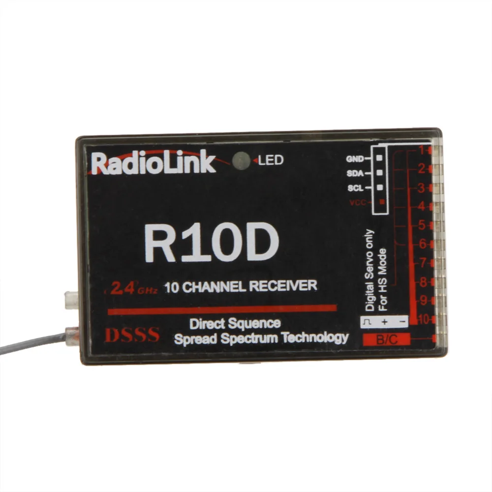 Оригинальный RadioLink R10D 2 4G 10CH приемник DSSS для AT9 AT10 передатчик RC вертолетный