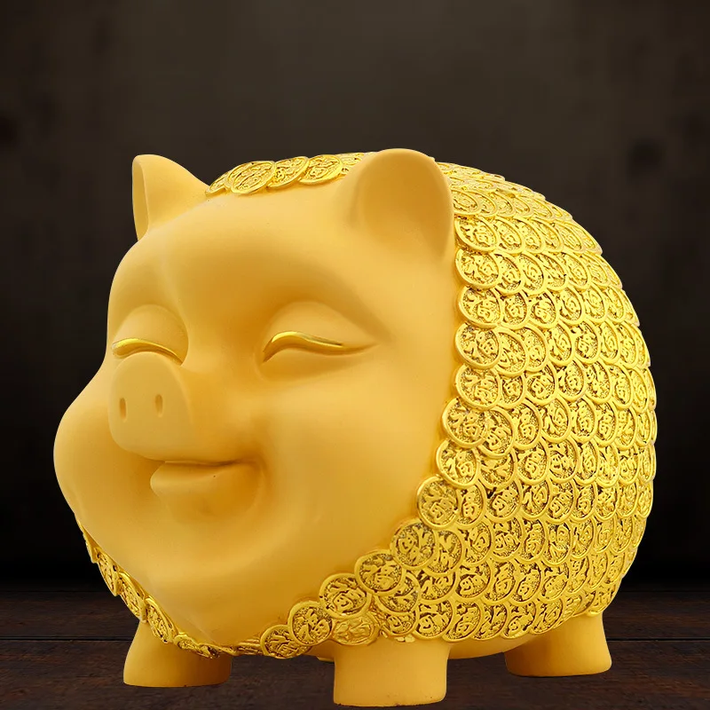 

Modern Resin Golden Pig Statues Sculpture Abstract Figurines Baby Piggy Bank Saving Cash Coin Money Box Home Decoration Crafts