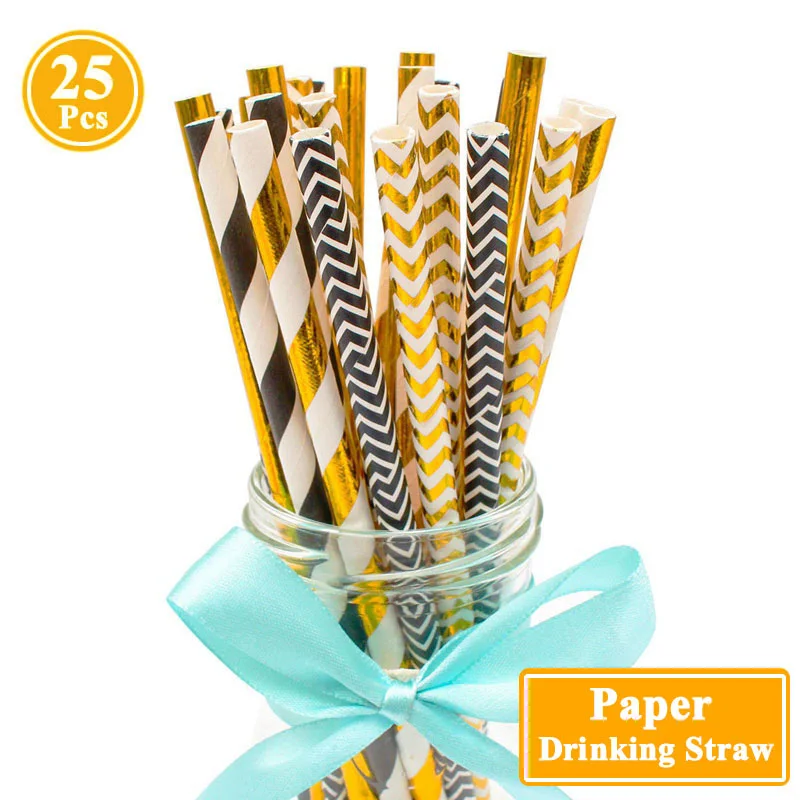 25 шт золотые серебряные бумажные соломинки для питья рождественские украшения для стола для дома украшения для нового года