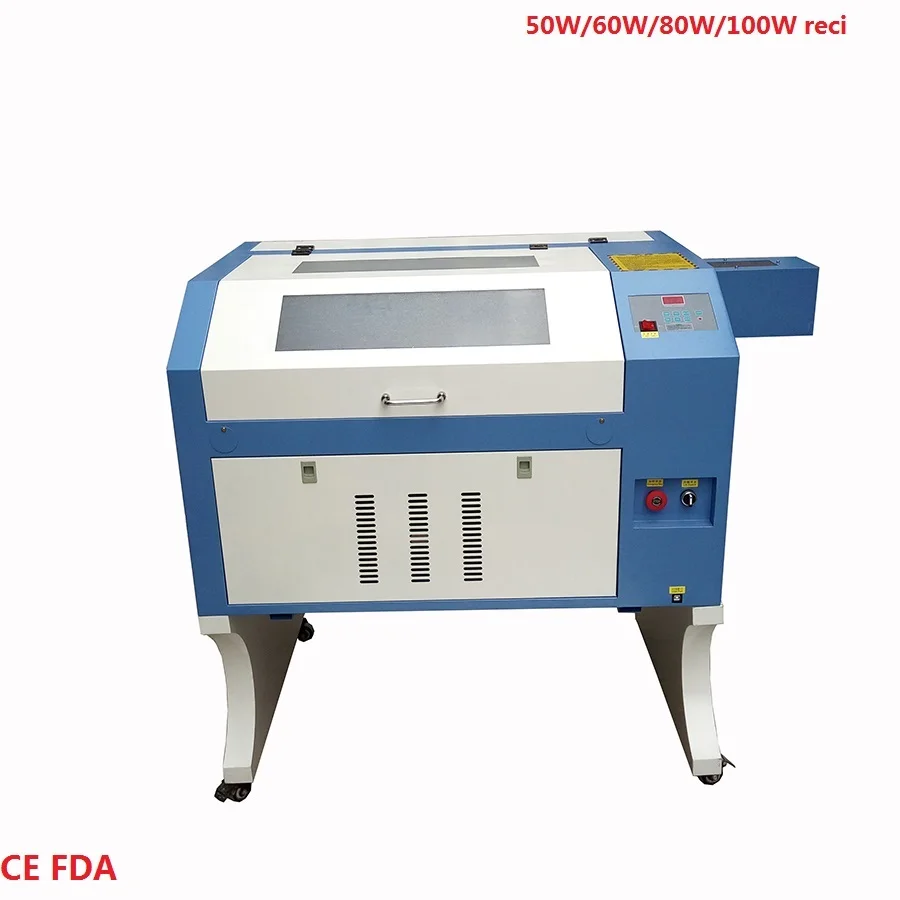 

6040 laser engraver cutter 2d 3d crystal laser engraving machine 50w 60w 80w 100w reci w2 with electrical up and down table