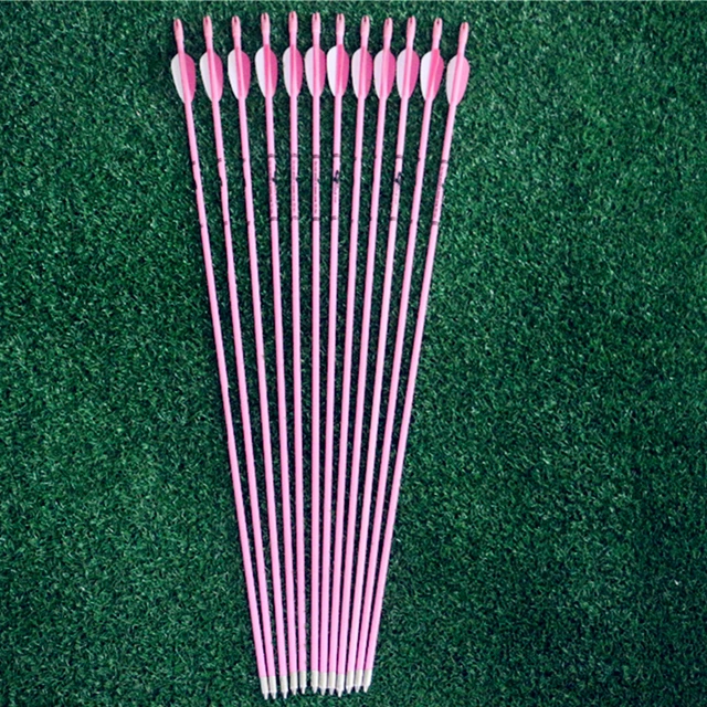 12Pcs Pink Fiberglass Arrows 28" Girl Woman Type Archery Hunting for