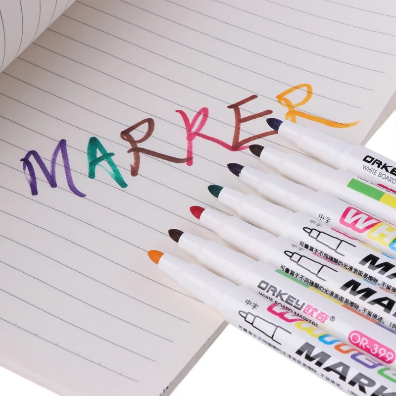 Cores Branco Marcador Seco Não Tóxico Apagar Sinal Fino Nib Conjunto Material Escolar 12 14 Cheap Marcador de quadro branco