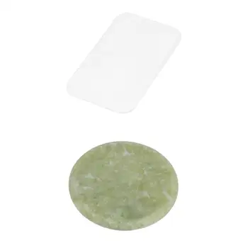 

2pcs/set Round Jade Stone Glue Adhesive Holder & Rectangle Clear Silcone Eyelash Pad for Individual Eyelash Extensions
