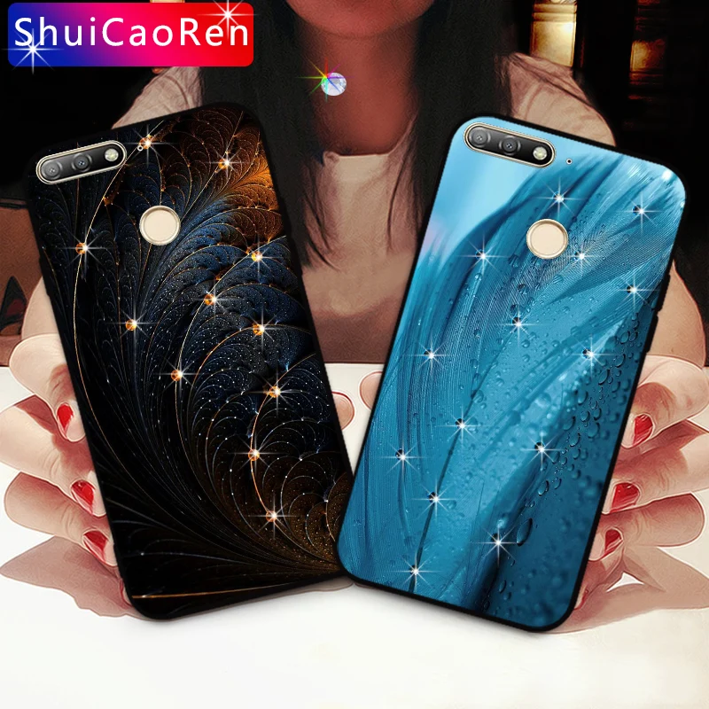 

Luxury Silicone Cases For Huawei Honor 7C AUM-L41 RU Glitter Diamond Shell Back Cover For Huawei Honor 7C Pro Rhinestone Case