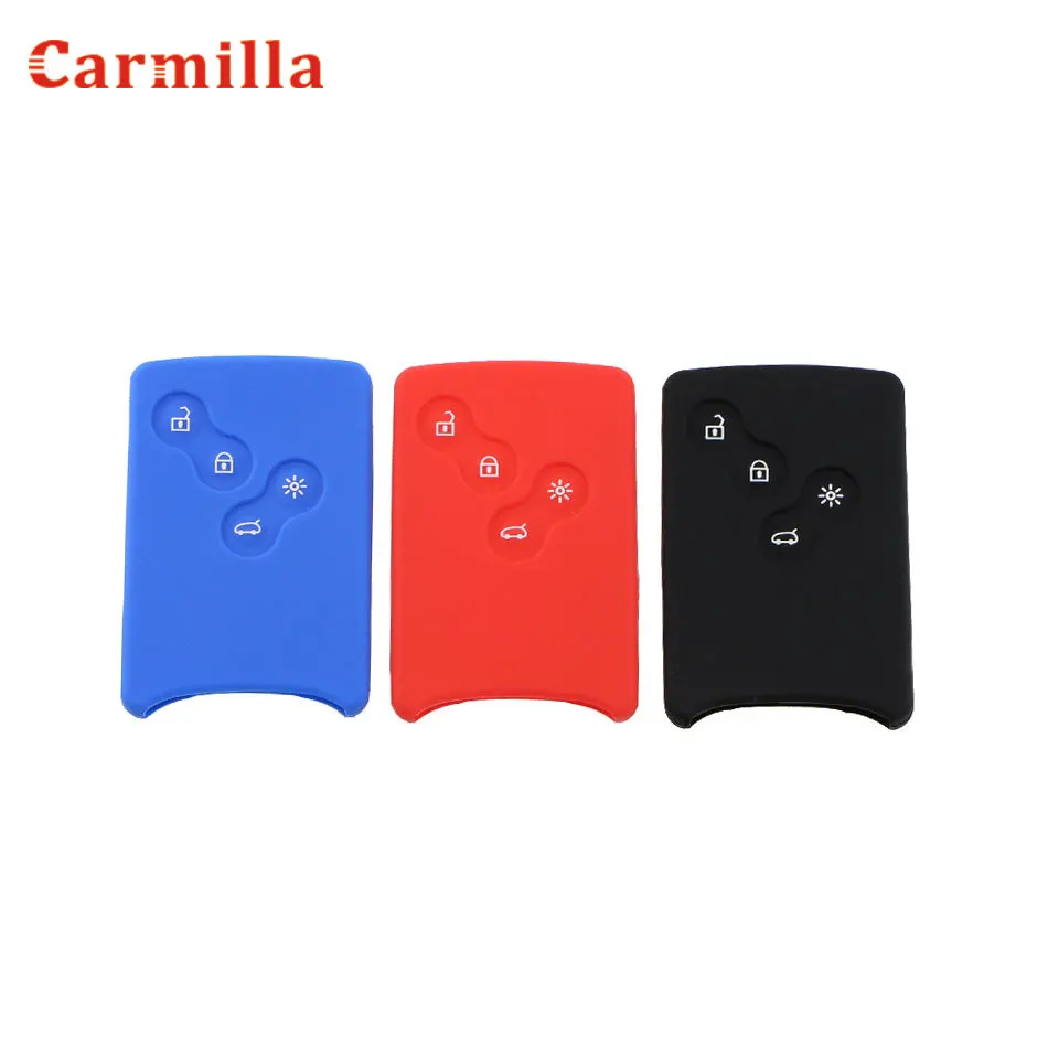 

Carmilla Silicone 4 Button Car Key Cover Protector Holder for Renault Clio Logan Megane 2 3 Koleos Scenic Card Keychain Case