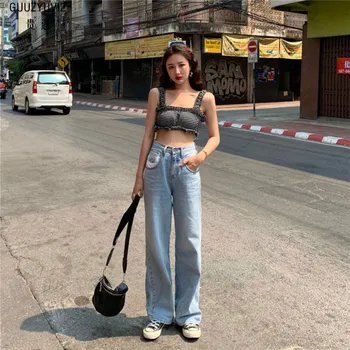 

GUUZYUVIZ Casual Wide Leg Jeans Woman High Waist Vintage Denim Pants Mujer Plus Size Loose Ladies Trousers Women Dzinsy Damskie