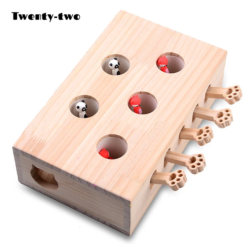 Cat Toys Interactive Catch Mouse Game Cats Toy Pet Supplies Wood Kitten Cat Christmas Wooden Mice & Animal Toys Treat Products