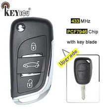 KEYECU 433 mhz Chip de PCF7946 3 Botão Updraded Flip Remoto Fob Chave Do Carro para Renault Kango Primestar Master Vivaro Movano tráfego