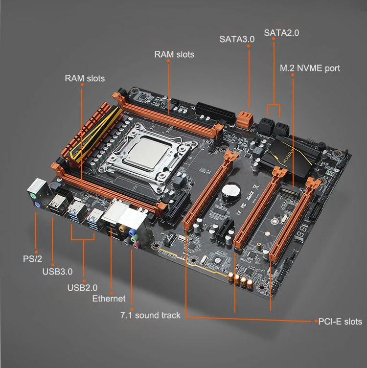 Бренд mobo с M.2 слотом huanan Zhi deluxe X79 материнская плата комплект cpu E5 2680 C2 ram 16G(2*8G) 1 ТБ 3,5 'SATA HDD GTX1050Ti 4G