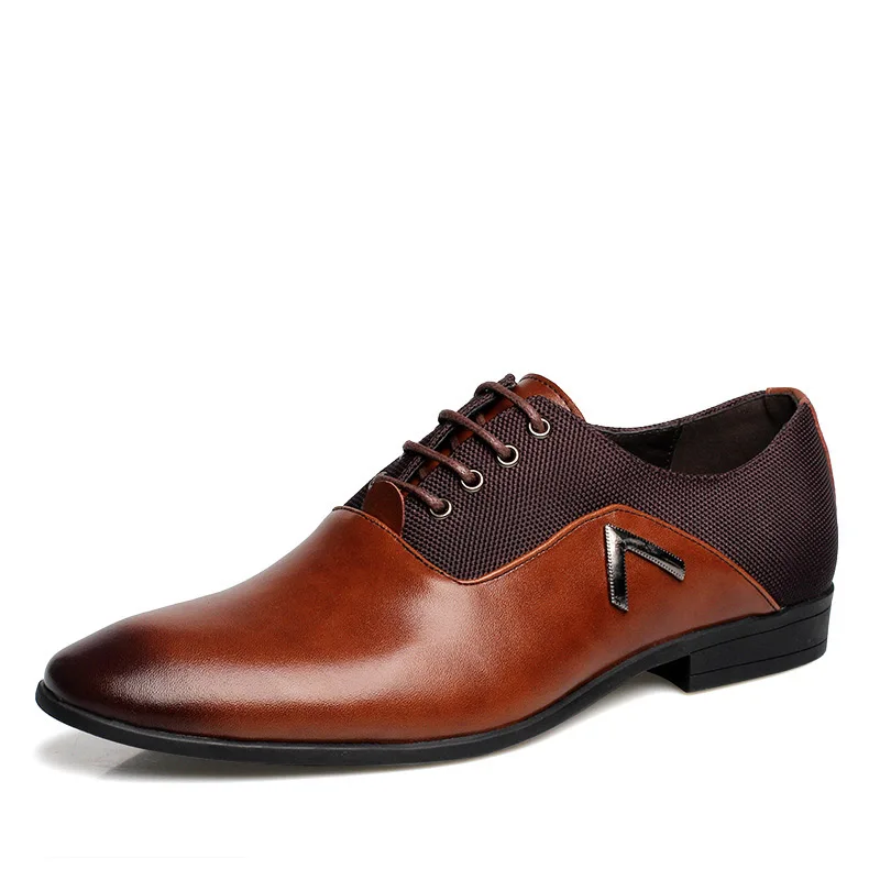 Модные Мужские модельные туфли с острым носком; летние мужские туфли; Роскошная брендовая Модель года; высококачественные мужские туфли ПУ-оксфорды для мужчин; Zapatos - Цвет: brown