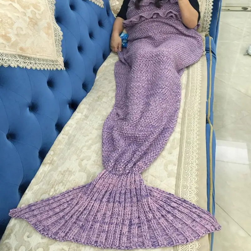 

Mermaid Blanket Adult Knitted Sleeping Bag Sofa Falbala Mermaid Tail Bed Throw 4 colors Options