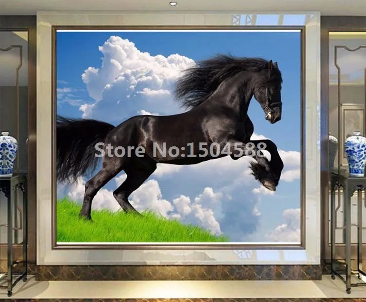 Современный простой домашний декор черный бегущий конь фотообои для гостиной спальни Индивидуальный размер нетканые 3D обои для стен