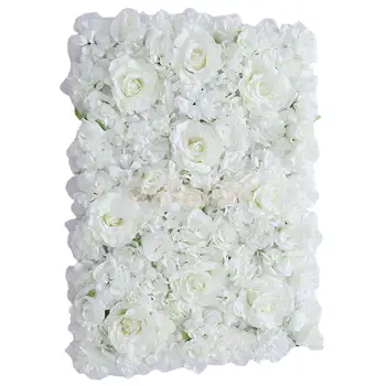 

2 pieces Artificial Flower Wall Wedding Venue Flower Pillar Main Road Decor White