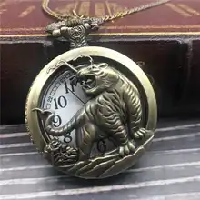 Прямая, модные, с тигром, полые резьба Для мужчин кварцевые карманные часы с Цепочки и ожерелья с подвесками для Для мужчин, подарок ребенку