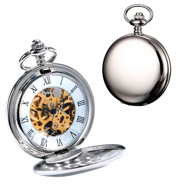 2018 New Arrival Silver Smooth Double Full Hunter Case Steampunk Skeleton Dial M 2018 New Arrival Silver Smooth Double Full Hunter Case Steampunk Skeleton Dial M