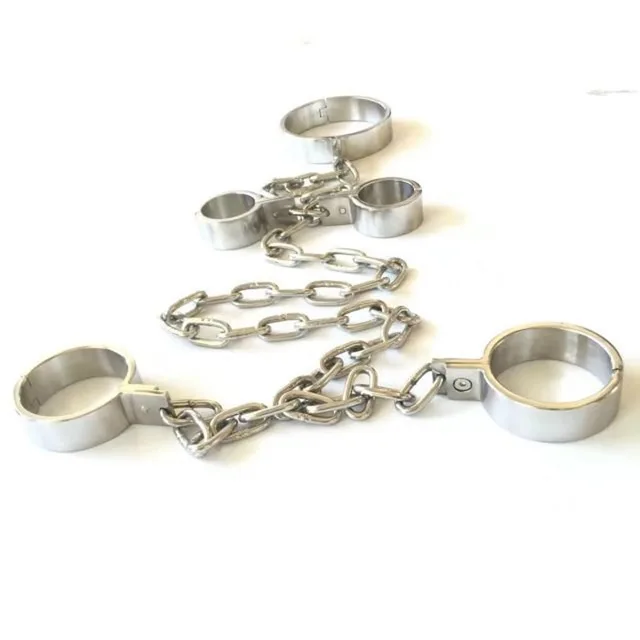 Metal Stainless Steel Slave BDSM Bondage Tools Neck Collar Hand Ankle Cuffs Sex Games Handcuffs Leg Irons Toys For Adults