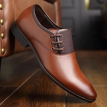 

OSCO Leather Oxford Shoes For Men Dress Shoes Men Formal Shoes Pointed Toe Business Wedding Plus Size 38-44
