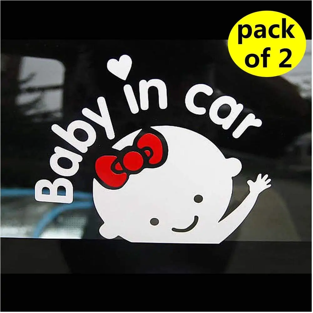 

HZY Baby in Car Warnig Car Stickers Decals- Safety Signs for Cars Waterproof Shiny Reflective Material (White) (Buy 1 Get 1)