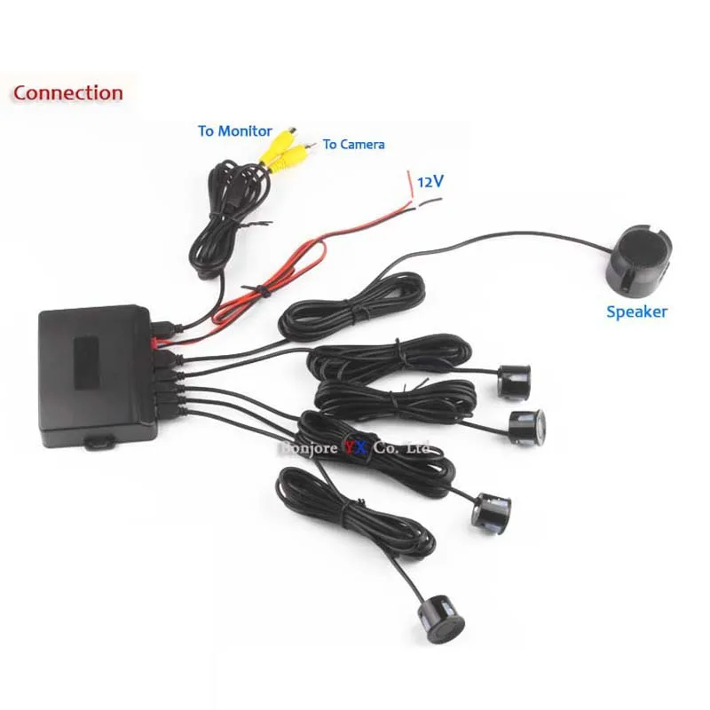 Koop Koorinwoo Allroad Auto Parkeersensoren Monitor Achteruitkijkspiegel parktronic systeem Brumper metaaldetector Reverse Zwart