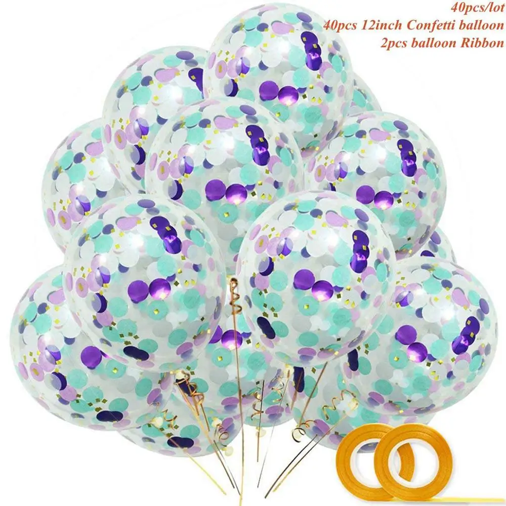 Taoup, 40 шт., с днем рождения, маленькая Русалочка, воздушные шары, круглые шары, аксессуары, Русалка, латексные шары, конфетти, Русалка, вечерние - Цвет: Party Balloons 3