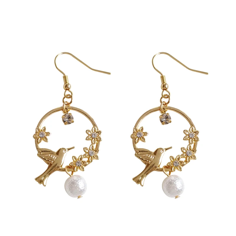 Buy Gold Color Animal Bird Circle Earrings No Piercing