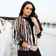 CX-G-A-45 модная Лоскутная Полосатый норковая шуба Новейшие разработки дамы Топ