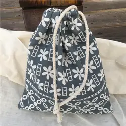 YILE белье хлопок Drawstring сортируются чехол вечерние подарок сумка Серый Геометрия Цветка 8914e