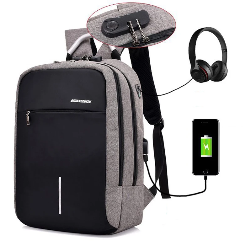 

Casual USB Charger Backpack mochila masculina Laptop Backpacks For Teenager Fashion Male Female Mochila Leisure Travel Backpack