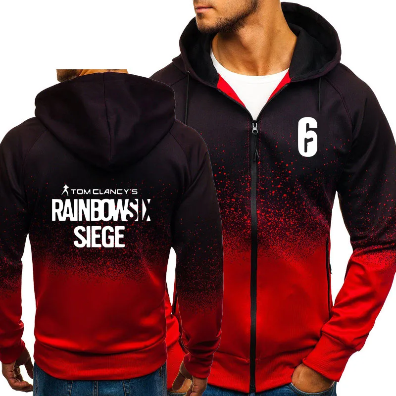 

Rainbow six siege Sweatshirt Gradient Hoodies Men Spring Autumn Fleece Zipper Jacket Mens Hoodie Hip Hop Harajuku Male Clothing