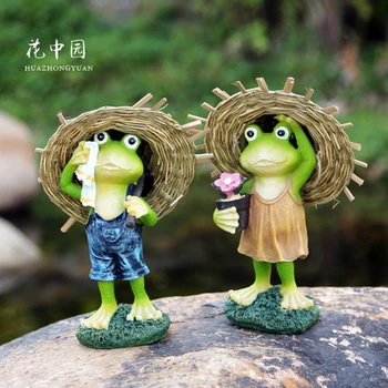 

Straw hat Frog Garden Decoration Balcony Courtyard Decoration Resin Crafts Creative Horticultural Villa Households