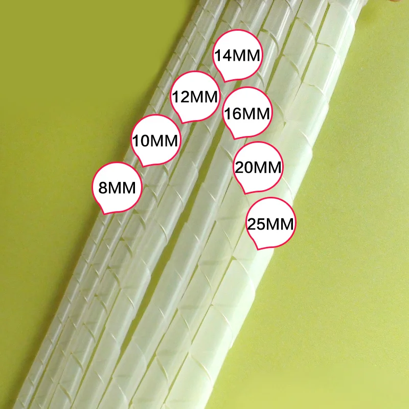 Полиэтиленовый водонепроницаемый антистатический tidy 8 мм спиральная обертка Кабель Рукав Черный whtie 6 мм до 25 мм защитный кабель