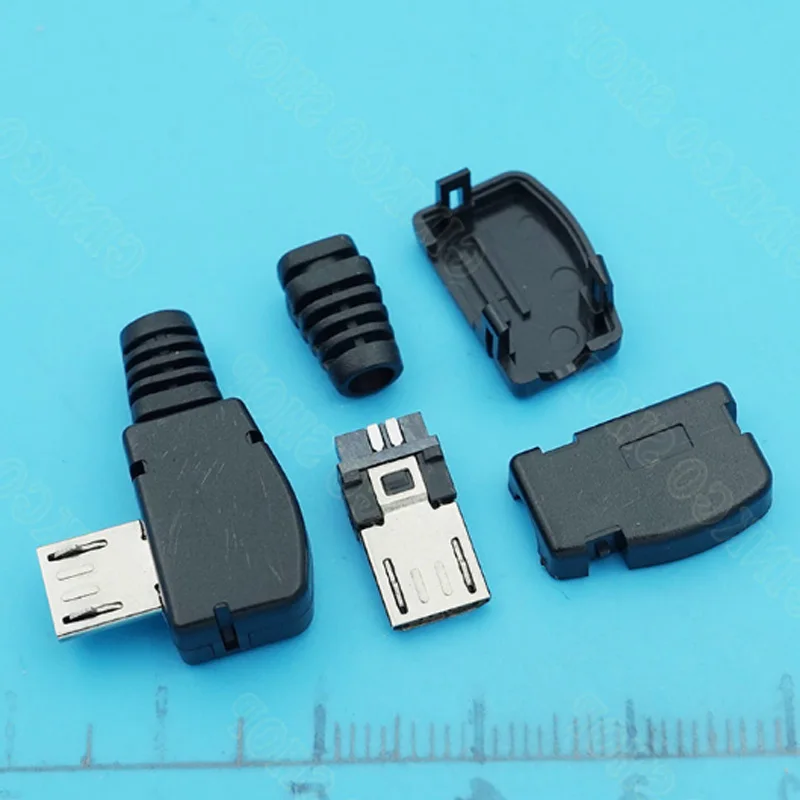 1000 шт./лот Micro USB 5 контактный Т Порт Штекерный разъем и пластиковая крышка на 90