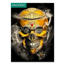 Полный квадратный алмаз 5D DIY Алмазная картина фото на заказ "дым череп" 3d-бриллиантовая вышивка крестиком Мозаика Декор Рисунок