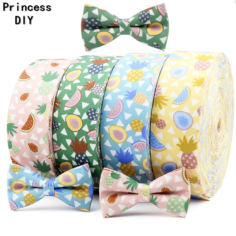 

5Meter/Lot Quality Fabric Cotton Fruit Ribbon Trim Pineapple Watermelon Print Riband Layering Hand Craft Hair Accessory Material