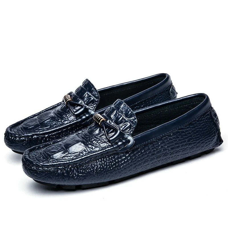 Крокодиловый принт мужские лоферы для отдыха без шнуровки Великобритании; красивые удобные туфли без каблука кожаные туфли 38-44 - Цвет: 1