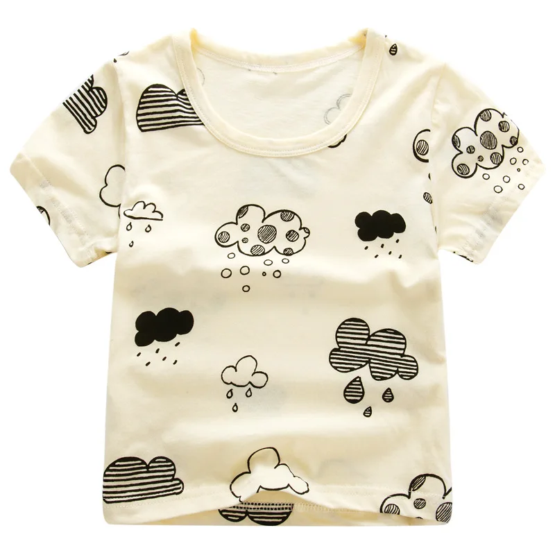 Летние детские футболки с коротким рукавом для мальчиков и девочек, футболка с рисунком, полосатая футболка, хлопковые топы для девочек, детская одежда