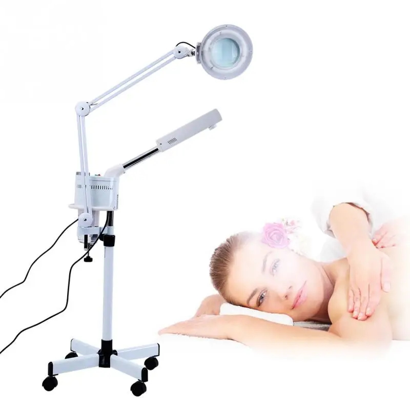 

3 in 1 UV Ozone Face Steamer Cold Light LED 5X Magnifier Floor Lamp Facial Body Tattoo Makeup Lamp Face Steamer AU Plug