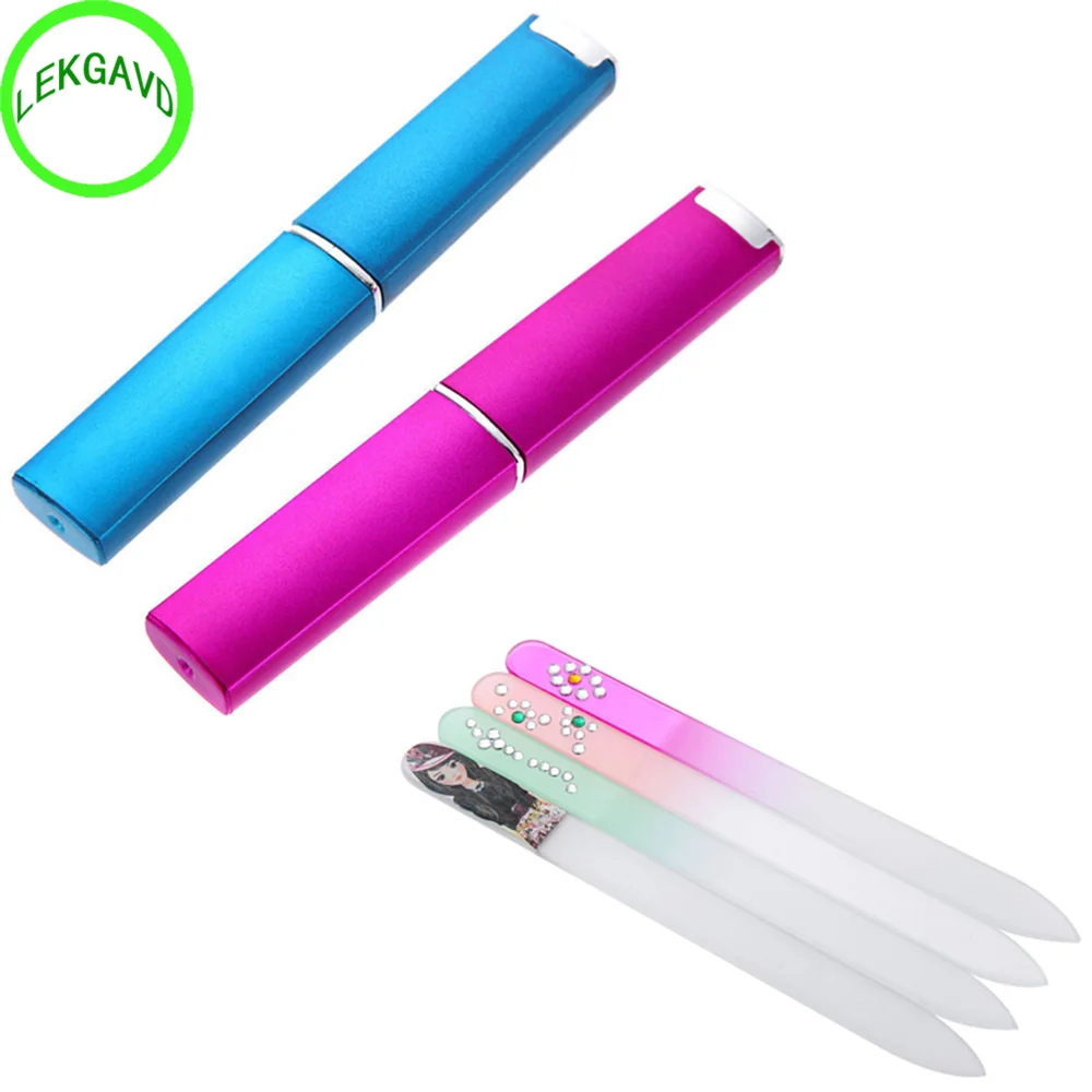 

New Hot Crystal Glass Nail File Buffer Nail Art Polish Manicure Tool Kit w/Barrelled Box