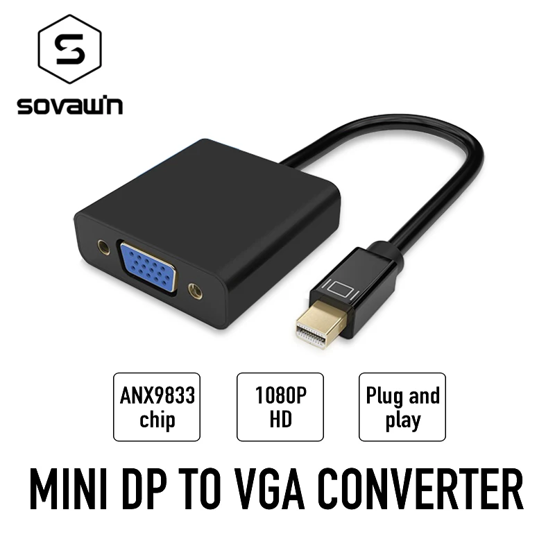 Мини DP в VGA конвертер HD адаптер кабель разъемы аудио видео сигнала передачи