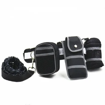 

Reflective dog leash running jogging Dog run traction bag set Double head dog lead adjustable sport walking hand free Waist Belt