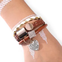 

17IF Fashion Boho Leather Bracelets & Bangle Love Multiple Layers Bracelet Handmade Female Punk Jewelry for Women Rope Wrap